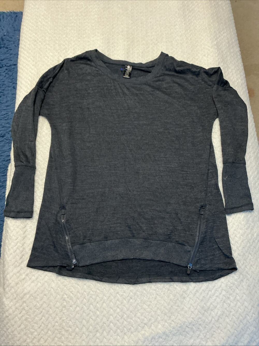 Active Life Charcoal Gray Long Sleeve Sweater Women’s XXL With Zippers 4293